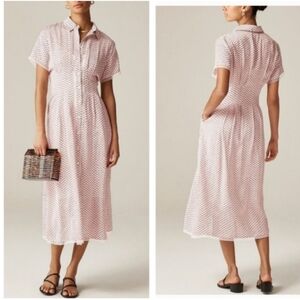 J Crew Wren Lace Trim Shirt Dress in Glossy Twill Size 8